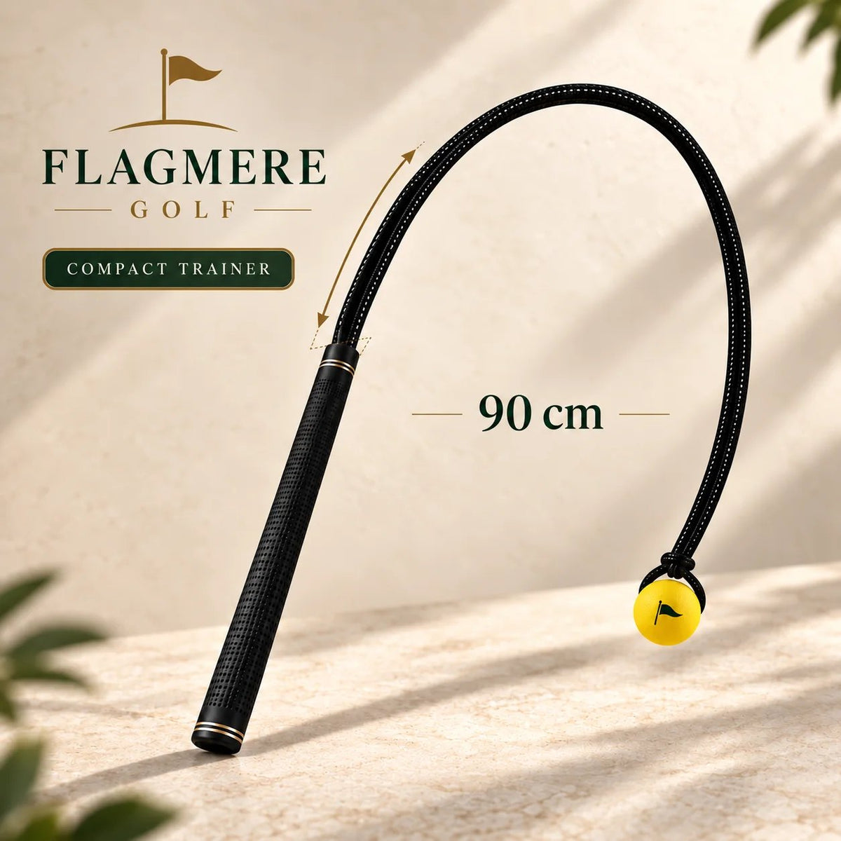 The 90 cm compact trainer with its length marked